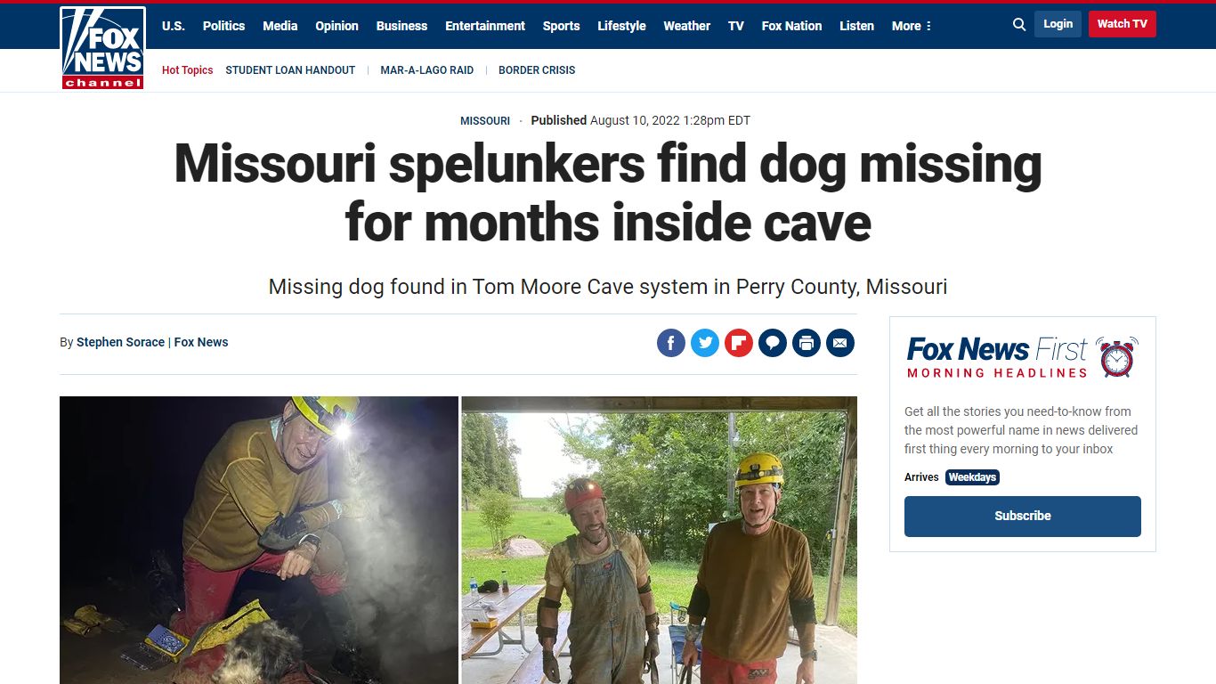 Missouri spelunkers find dog missing for months inside cave